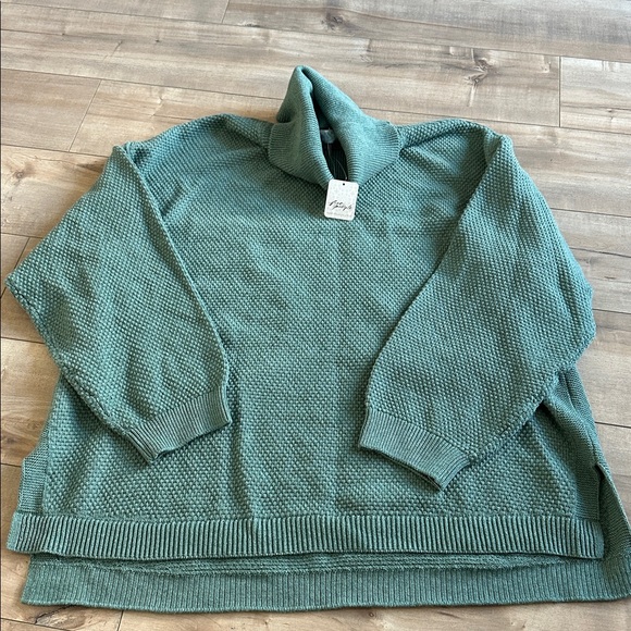 NWT Free People Hailee Turtleneck Knit Set - Cedar Heather Green Sz L - Picture 9 of 13